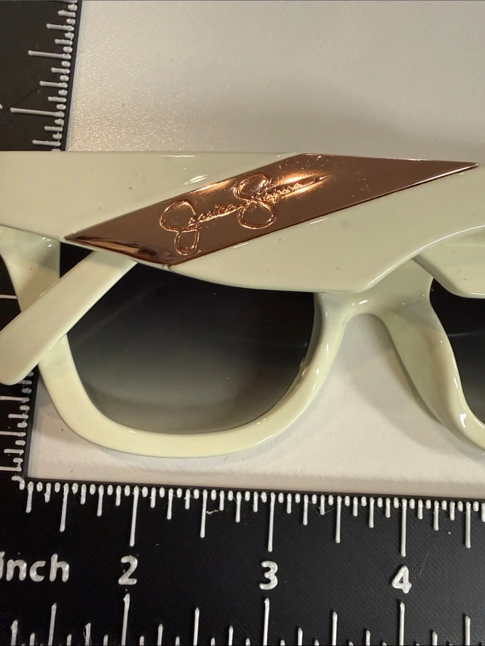 Jessica Simpson Cream Cat-Eye Sunglasses with Gradient Lenses